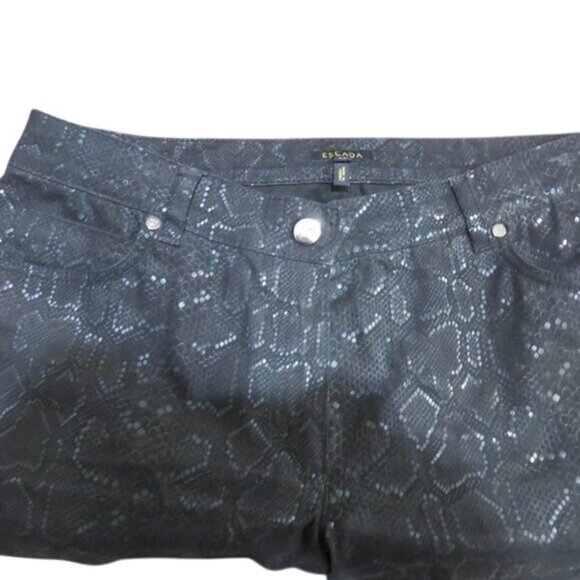 Escada black with silver snake pattern jeans Size 42 US size12 inseam 26 - Picture 6 of 8
